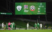 18 November 2020; A view of the scoreboard following the UEFA Nations League B match between Republic of Ireland and Bulgaria at the Aviva Stadium in Dublin. Photo by Seb Daly/Sportsfile