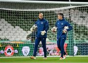 18 November 2020; Republic of Ireland goalkeeping coach Steve Williams, right, and Darren Randolph prior to the UEFA Nations League B match between Republic of Ireland and Bulgaria at the Aviva Stadium in Dublin. Photo by Seb Daly/Sportsfile