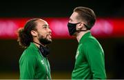 18 November 2020; Marcus Harness, left, and Ronan Curtis of Republic of Ireland prior to the UEFA Nations League B match between Republic of Ireland and Bulgaria at the Aviva Stadium in Dublin. Photo by Stephen McCarthy/Sportsfile