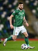 18 November 2020; Stuart Dallas of Northern Ireland during the UEFA Nations League B match between Northern Ireland and Romania in the National Football Stadium at Windsor Park in Belfast. Photo by David Fitzgerald/Sportsfile