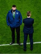 18 November 2020; Kieran Crowley, FAI communications executive, left, with Republic of Ireland manager Stephen Kenny during the UEFA Nations League B match between Republic of Ireland and Bulgaria at the Aviva Stadium in Dublin. Photo by Eóin Noonan/Sportsfile