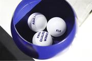 20 November 2020; Draw balls are seen during the Rugby World Cup 2021 Draw event at the SKYCITY Theatre in Auckland, New Zealand. Photo by Phil Walter / World Rugby via Sportsfile