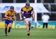 14 November 2020; Diarmuid O'Keeffe of Wexford in action against David Reidy of Clare during the GAA Hurling All-Ireland Senior Championship Qualifier Round 2 match between Wexford and Clare at MW Hire O'Moore Park in Portlaoise, Laois. Photo by Piaras Ó Mídheach/Sportsfile
