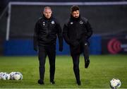 20 November 2020; Shamrock Rovers coach Glenn Cronin, left, and sporting director Stephen McPhail prior to the Extra.ie FAI Cup Quarter-Final match between Finn Harps and Shamrock Rovers at Finn Park in Ballybofey, Donegal. Photo by Seb Daly/Sportsfile