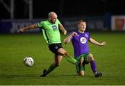 20 November 2020; Liam Scales of Shamrock Rovers in action against Mark Coyle of Finn Harps during the Extra.ie FAI Cup Quarter-Final match between Finn Harps and Shamrock Rovers at Finn Park in Ballybofey, Donegal. Photo by Seb Daly/Sportsfile
