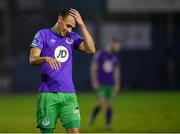 20 November 2020; Graham Burke of Shamrock Rovers reacts after shooting over during the Extra.ie FAI Cup Quarter-Final match between Finn Harps and Shamrock Rovers at Finn Park in Ballybofey, Donegal. Photo by Seb Daly/Sportsfile