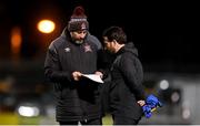 20 November 2020; Dundalk manager Filippo Giovagnoli, left, and assistant manager Giuseppe Rossi examine the teams prior to the Extra.ie FAI Cup Quarter-Final match between Bohemians and Dundalk at Dalymount Park in Dublin. Photo by Stephen McCarthy/Sportsfile