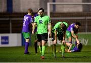 20 November 2020; Leo Donnellan, left, and Sam Todd of Finn Harps following their side's defeat in the Extra.ie FAI Cup Quarter-Final match between Finn Harps and Shamrock Rovers at Finn Park in Ballybofey, Donegal. Photo by Seb Daly/Sportsfile