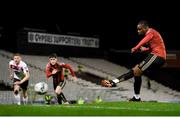 20 November 2020; Andre Wright of Bohemians shoots to score his side's first goal, from a penalty, during the Extra.ie FAI Cup Quarter-Final match between Bohemians and Dundalk at Dalymount Park in Dublin. Photo by Stephen McCarthy/Sportsfile