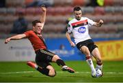 20 November 2020; Michael Duffy of Dundalk in action against Rob Cornwall of Bohemians during the Extra.ie FAI Cup Quarter-Final match between Bohemians and Dundalk at Dalymount Park in Dublin. Photo by Stephen McCarthy/Sportsfile