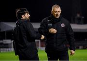 20 November 2020; Bohemians assistant manager Trevor Croly and Dundalk assistant coach Giuseppe Rossi following the Extra.ie FAI Cup Quarter-Final match between Bohemians and Dundalk at Dalymount Park in Dublin. Photo by Stephen McCarthy/Sportsfile