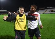 20 November 2020; Jamie Wynne, left, and Nathan Oduwa of Dundalk celeberate following the Extra.ie FAI Cup Quarter-Final match between Bohemians and Dundalk at Dalymount Park in Dublin. Photo by Stephen McCarthy/Sportsfile