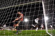 20 November 2020; Nathan Oduwa of Dundalk scores his side's fourth goal during the Extra.ie FAI Cup Quarter-Final match between Bohemians and Dundalk at Dalymount Park in Dublin. Photo by Stephen McCarthy/Sportsfile