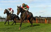 21 November 2020; Call Me Lyreen, with Jack Kennedy up, on their way to winning the Old Persian at Glenview Stud Fishery Lane Hurdle from second place Wolf Prince, with Jonathan Moore up, at Naas Racecourse in Kildare. Photo by Matt Browne/Sportsfile