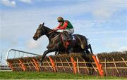 21 November 2020; Call Me Lyreen, with Jack Kennedy up, jump the last on their way to winning the Old Persian at Glenview Stud Fishery Lane Hurdle at Naas Racecourse in Kildare. Photo by Matt Browne/Sportsfile