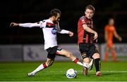 20 November 2020; Conor Levingston of Bohemians in action against Stefan Colovic of Dundalk during the Extra.ie FAI Cup Quarter-Final match between Bohemians and Dundalk at Dalymount Park in Dublin. Photo by Stephen McCarthy/Sportsfile