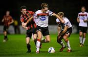 20 November 2020; Daniel Cleary of Dundalk in action against Jack Moylan of Bohemians during the Extra.ie FAI Cup Quarter-Final match between Bohemians and Dundalk at Dalymount Park in Dublin. Photo by Stephen McCarthy/Sportsfile