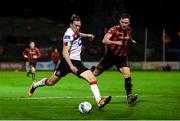 20 November 2020; David McMillan of Dundalk in action against Rob Cornwall of Bohemians during the Extra.ie FAI Cup Quarter-Final match between Bohemians and Dundalk at Dalymount Park in Dublin. Photo by Stephen McCarthy/Sportsfile