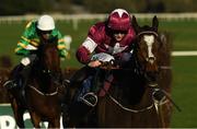 21 November 2020; Notebook, with Rachael Blackmore up, on their way to winning the Poplar Square Steeplechase from second place Fakir D'oudairies, with Mark Walsh up, at Naas Racecourse in Kildare. Photo by Matt Browne/Sportsfile