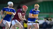 21 November 2020; Conor Whelan of Galway gets past Ronan Maher, right, and Michael Breen of Tipperary during the GAA Hurling All-Ireland Senior Championship Quarter-Final match between Galway and Tipperary at LIT Gaelic Grounds in Limerick. Photo by Piaras Ó Mídheach/Sportsfile