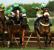 21 November 2020; Barnaviddaun, left, with David Mullins up, on their way to winning the Brown Lad Handicap Hurdle from second place Damalisque, with Simon Torrens up, at Naas Racecourse in Kildare. Photo by Matt Browne/Sportsfile