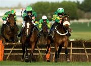 21 November 2020; Barnaviddaun, left, with David Mullins up, on their way to winning the Brown Lad Handicap Hurdle from second place Damalisque, with Simon Torrens up, at Naas Racecourse in Kildare. Photo by Matt Browne/Sportsfile