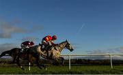 21 November 2020; Vanillier, with Jonathan Moore up, right, on their way to winning the Irish Stallion Owners EBF Maiden Hurdle from second place Fantasio D'alene, with Jack Kennedy up, at Naas Racecourse in Kildare. Photo by Matt Browne/Sportsfile