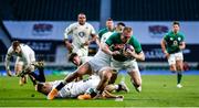 21 November 2020; Keith Earls of Ireland is tackled by Elliot Daly and Ben Youngs of England during the Autumn Nations Cup match between England and Ireland at Twickenham Stadium in London, England. Photo by Matt Impey/Sportsfile