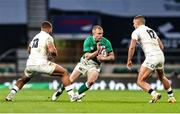 21 November 2020; Keith Earls of Ireland in action against Ollie Lawrence and Henry Slade of England during the Autumn Nations Cup match between England and Ireland at Twickenham Stadium in London, England. Photo by Matt Impey/Sportsfile