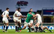 21 November 2020; Rónan Kelleher of Ireland is tackled by Owen Farrell of England during the Autumn Nations Cup match between England and Ireland at Twickenham Stadium in London, England. Photo by Matt Impey/Sportsfile