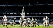 21 November 2020; Peter O'Mahony of Ireland wins possession in the line-out ahead of Joe Launchbury of England during the Autumn Nations Cup match between England and Ireland at Twickenham Stadium in London, England. Photo by Matt Impey/Sportsfile