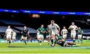 21 November 2020; Jacob Stockdale of Ireland scores his side's first try during the Autumn Nations Cup match between England and Ireland at Twickenham Stadium in London, England. Photo by Matt Impey/Sportsfile