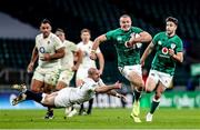 21 November 2020; Jacob Stockdale of Ireland beats the tackle of Dan Robson of England on the way to scoring his side's first try during the Autumn Nations Cup match between England and Ireland at Twickenham Stadium in London, England. Photo by Matt Impey/Sportsfile