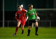 21 November 2020; Karen Duggan of Peamount United in action against Rebecca Cooke of Shelbourne during the Women's National League match between Peamount United and Shelbourne at PRL Park in Greenogue, Dublin. Photo by Seb Daly/Sportsfile
