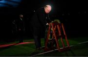 21 November 2020; Uachtarán Chumann Lúthchleas Gael John Horan places a wreath, as An Taoiseach Micheál Martin TD, left, looks on, during the GAA Bloody Sunday Commemoration at Croke Park in Dublin. On this day 100 years ago, Sunday 21 November 1920, an attack by Crown Forces on the attendees at a challenge Gaelic Football match between Dublin and Tipperary during the Irish War of Independence resulted in 14 people being murdered. Along with the 13 supporters that lost their lives that day a Tipperary footballer, Michael Hogan, also died. The main stand in Croke Park, the Hogan Stand, was subsequently named after him. Photo by Stephen McCarthy/Sportsfile