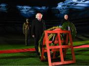 21 November 2020; President Michael D Higgins, left, and Uachtarán Chumann Lúthchleas Gael John Horan during the GAA Bloody Sunday Commemoration at Croke Park in Dublin. On this day 100 years ago, Sunday 21 November 1920, an attack by Crown Forces on the attendees at a challenge Gaelic Football match between Dublin and Tipperary during the Irish War of Independence resulted in 14 people being murdered. Along with the 13 supporters that lost their lives that day a Tipperary footballer, Michael Hogan, also died. The main stand in Croke Park, the Hogan Stand, was subsequently named after him. Photo by Stephen McCarthy/Sportsfile