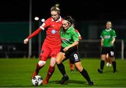 21 November 2020; Jess Gleeson of Shelbourne in action against Alannah McEvoy of Peamount United during the Women's National League match between Peamount United and Shelbourne at PRL Park in Greenogue, Dublin. Photo by Seb Daly/Sportsfile