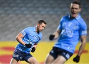 21 November 2020; Dean Rock of Dublin celebrates after scoring his side's first goal alongside team-mate Brian Fenton, right, during the Leinster GAA Football Senior Championship Final match between Dublin and Meath at Croke Park in Dublin. Photo by Stephen McCarthy/Sportsfile