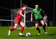 21 November 2020; Emily Whelan of Shelbourne in action against Niamh Farrelly of Peamount United during the Women's National League match between Peamount United and Shelbourne at PRL Park in Greenogue, Dublin. Photo by Seb Daly/Sportsfile