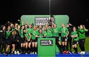 21 November 2020; Peamount United captain Áine O’Gorman and team-mates celebrate winning the Women’s National League following their victory over Shelbourne at PRL Park in Greenogue, Dublin. Photo by Seb Daly/Sportsfile