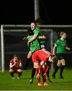 21 November 2020; Peamount United captain Áine O’Gorman and Eleanor Ryan-Doyle celebrate at the final whistle following their side's victory over Shelbourne in their Women's National League at PRL Park in Greenogue, Dublin. Photo by Seb Daly/Sportsfile