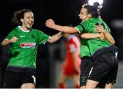 21 November 2020; Áine O’Gorman of Peamount United celebrates with team-mates Alannah McEvoy and Karen Duggan, left, after scoring her side's third goal during the Women's National League match between Peamount United and Shelbourne at PRL Park in Greenogue, Dublin. Photo by Seb Daly/Sportsfile