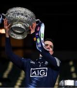 21 November 2020; Dublin captain Stephen Cluxton lifts the Delaney Cup after the Leinster GAA Football Senior Championship Final match between Dublin and Meath at Croke Park in Dublin. Photo by Ray McManus/Sportsfile