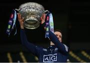 21 November 2020; Dublin captain Stephen Cluxton lifts the Delaney Cup following the Leinster GAA Football Senior Championship Final match between Dublin and Meath at Croke Park in Dublin. Photo by Stephen McCarthy/Sportsfile