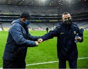21 November 2020; Dublin manager Dessie Farrell and Meath manager Andy McEntee after the Leinster GAA Football Senior Championship Final match between Dublin and Meath at Croke Park in Dublin. Photo by Ray McManus/Sportsfile