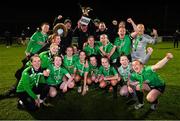 21 November 2020; Peamount United players and Denis Cummins, Peamount United facilities manager, celebrate with the trophy after winning the Women's National League following victory over Shelbourne at PRL Park in Greenogue, Dublin. Photo by Seb Daly/Sportsfile