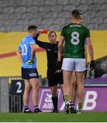 21 November 2020; Cormac Costello of Dublin receives a red card from referee Derek O'Mahoney during the Leinster GAA Football Senior Championship Final match between Dublin and Meath at Croke Park in Dublin. Photo by Stephen McCarthy/Sportsfile