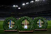 21 November 2020; Ceremonial Laurel Wreaths which were placed by Ard Stiúrthóir of the GAA Tom Ryan, President Michael D Higgins and Uachtarán Chumann Lúthchleas Gael John Horan are seen during the GAA Bloody Sunday Commemoration at Croke Park in Dublin. On this day 100 years ago, Sunday 21 November 1920, an attack by Crown Forces on the attendees at a challenge Gaelic Football match between Dublin and Tipperary during the Irish War of Independence resulted in 14 people being murdered. Along with the 13 supporters that lost their lives that day a Tipperary footballer, Michael Hogan, also died. The main stand in Croke Park, the Hogan Stand, was subsequently named after him. Photo by Stephen McCarthy/Sportsfile