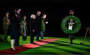 21 November 2020; Aide-De-Camp to President Michael D Higgins, Sgt Stephen Grennan, carries a wreath on behalf of the people of Ireland in the memory of those who passed away, during the GAA Bloody Sunday Commemoration at Croke Park in Dublin. On this day 100 years ago, Sunday 21 November 1920, an attack by Crown Forces on the attendees at a challenge Gaelic Football match between Dublin and Tipperary during the Irish War of Independence resulted in 14 people being murdered. Along with the 13 supporters that lost their lives that day a Tipperary footballer, Michael Hogan, also died. The main stand in Croke Park, the Hogan Stand, was subsequently named after him. Photo by Brendan Moran/Sportsfile