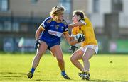 22 November 2020; Gráinne McLoughlin of Antrim in action against Sarah Miley of Wicklow during the TG4 All-Ireland Junior Ladies Football Championship Semi-Final match between Antrim and Wicklow at Donaghmore/Ashbourne GAA in Ashbourne, Meath. Photo by Sam Barnes/Sportsfile